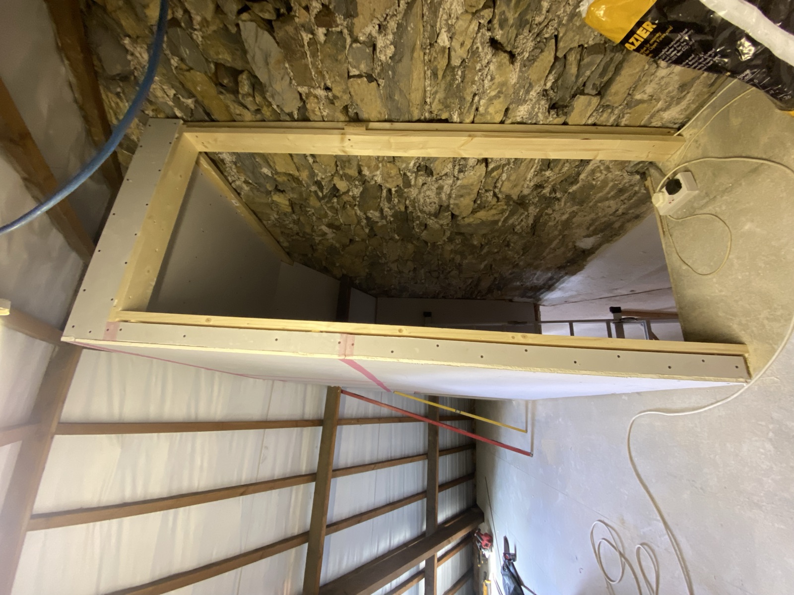 Doorway framing and plasterboard during renovation